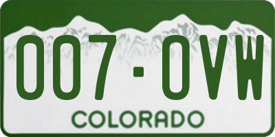 CO license plate 007OVW