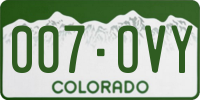 CO license plate 007OVY