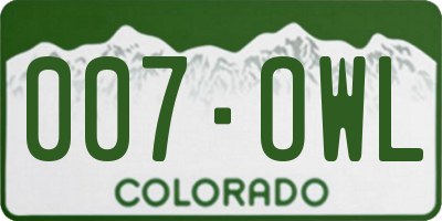 CO license plate 007OWL