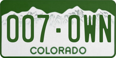 CO license plate 007OWN