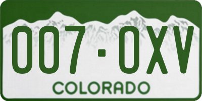 CO license plate 007OXV