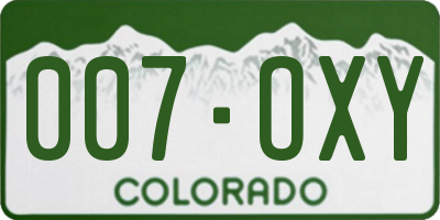 CO license plate 007OXY