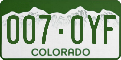 CO license plate 007OYF