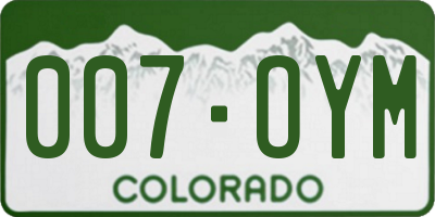 CO license plate 007OYM