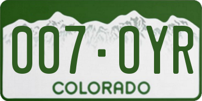CO license plate 007OYR