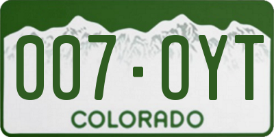 CO license plate 007OYT