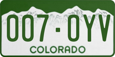 CO license plate 007OYV