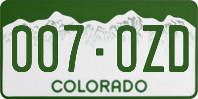 CO license plate 007OZD