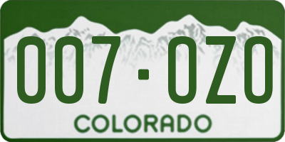 CO license plate 007OZO