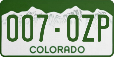 CO license plate 007OZP