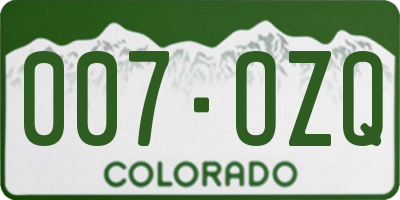 CO license plate 007OZQ