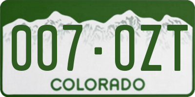 CO license plate 007OZT