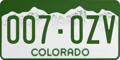 CO license plate 007OZV