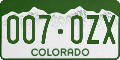 CO license plate 007OZX
