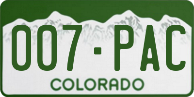 CO license plate 007PAC