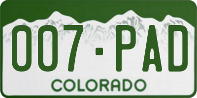 CO license plate 007PAD