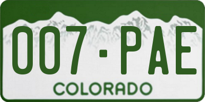 CO license plate 007PAE