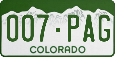 CO license plate 007PAG