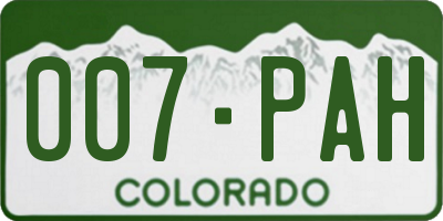 CO license plate 007PAH