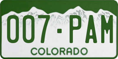 CO license plate 007PAM