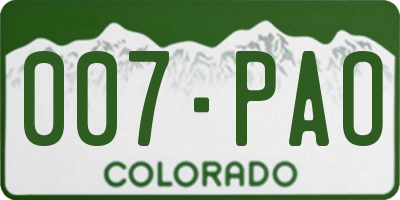 CO license plate 007PAO