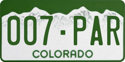 CO license plate 007PAR