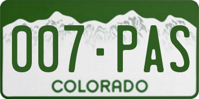CO license plate 007PAS