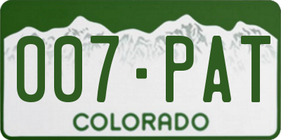 CO license plate 007PAT