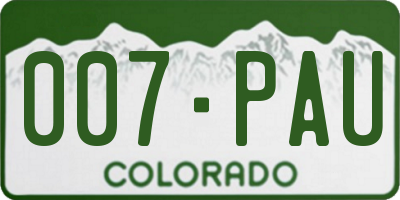 CO license plate 007PAU