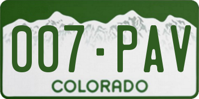 CO license plate 007PAV
