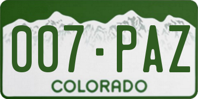CO license plate 007PAZ