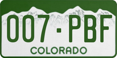 CO license plate 007PBF