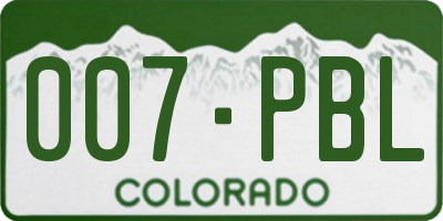 CO license plate 007PBL