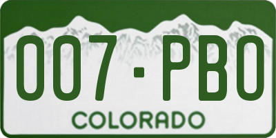 CO license plate 007PBO