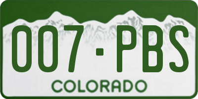 CO license plate 007PBS