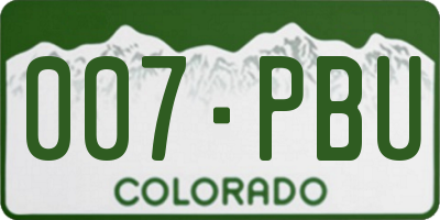 CO license plate 007PBU