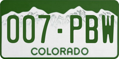 CO license plate 007PBW