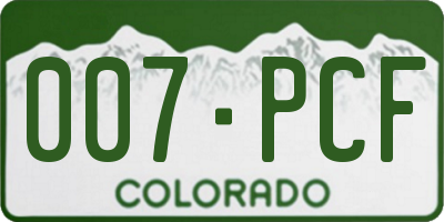 CO license plate 007PCF