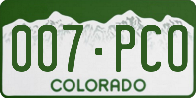 CO license plate 007PCO