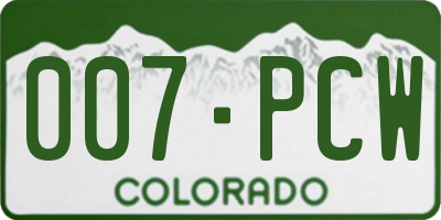 CO license plate 007PCW
