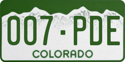 CO license plate 007PDE
