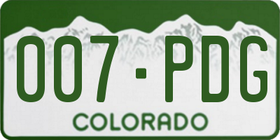 CO license plate 007PDG