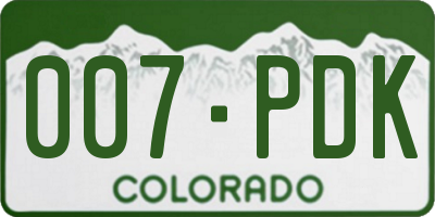 CO license plate 007PDK
