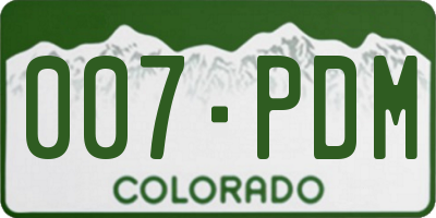 CO license plate 007PDM