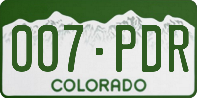CO license plate 007PDR