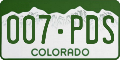 CO license plate 007PDS