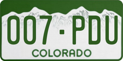 CO license plate 007PDU