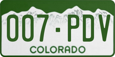CO license plate 007PDV