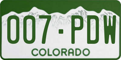 CO license plate 007PDW