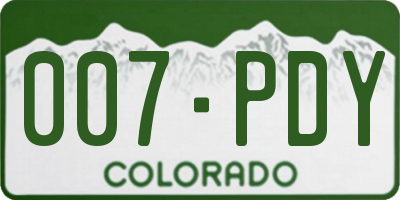 CO license plate 007PDY
